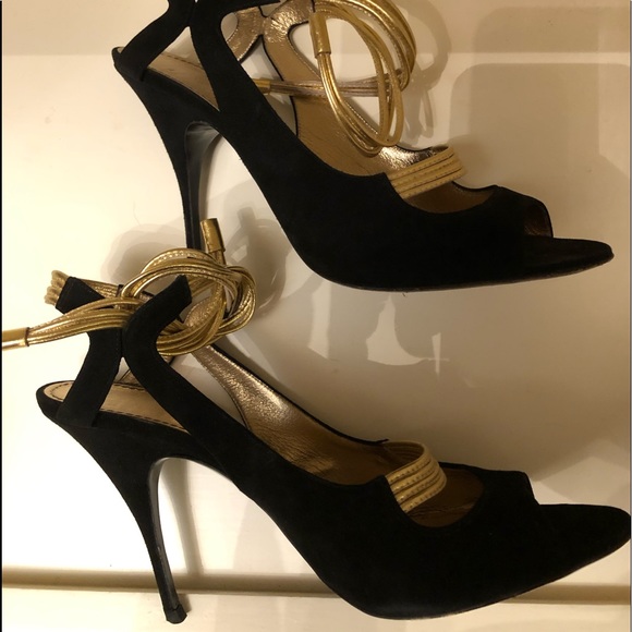 Gorgeous Givenchy Black Suede and Gold heels. - Picture 3 of 7